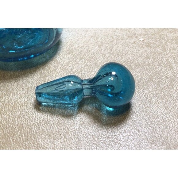 Aqua Glass Hand Blown Vinegar Cruet with Stopper Vintage - Picture 4 of 8